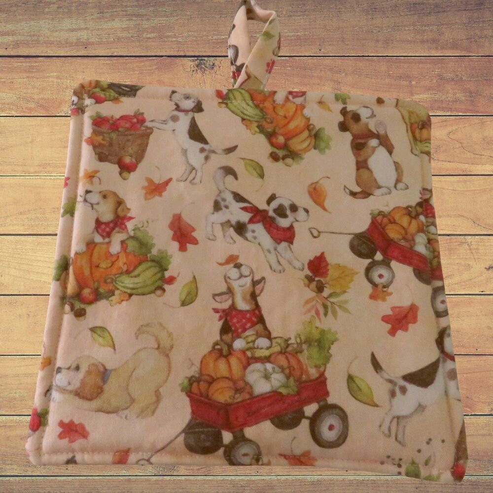 Handmade Potholder, Fall Dogs - Picture 2 of 2
